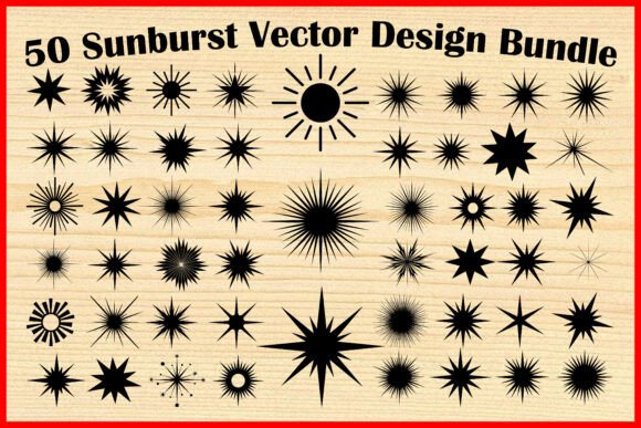 50 Sunburst Vector Design Bundle for Creators