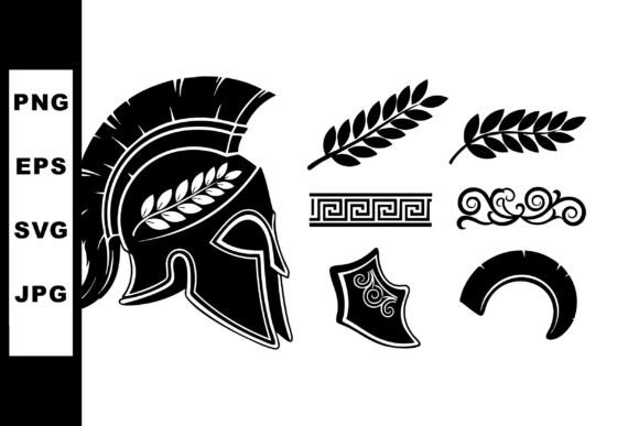 Ancient Greek Spartan Helmet with Olive: A Versatile Vector Asset for Modern Designers