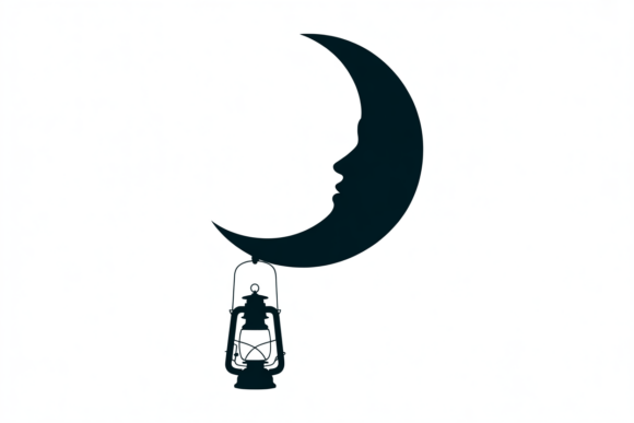 Bringing Night to Life with Crescent Moons and Lanterns Silhouette Art
