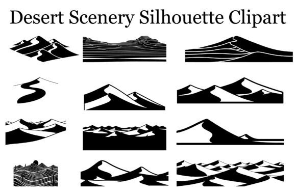 Desert Scenery Silhouette Clipart: Elevating Minimalist Design