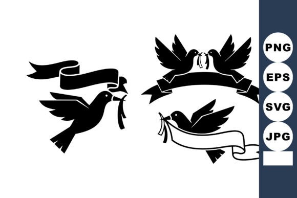 Dove Holding Olive Branch & Ribbon Ban