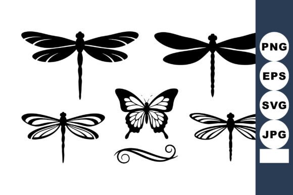 Dragonfly & Butterfly Silhouettes