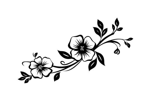 Elegant Floral Branch Silhouette: A Versatile Design Asset for Modern Creatives