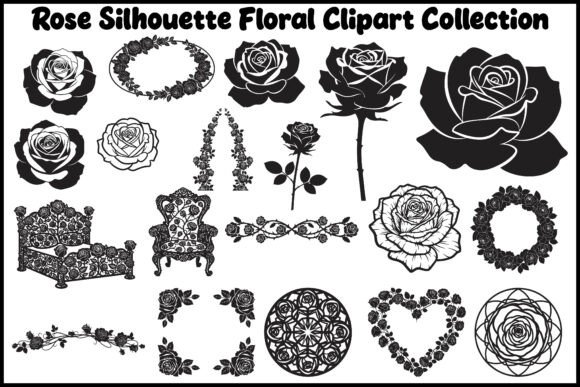Elevating Modern Design with the Rose Silhouette Floral Clipart Collection