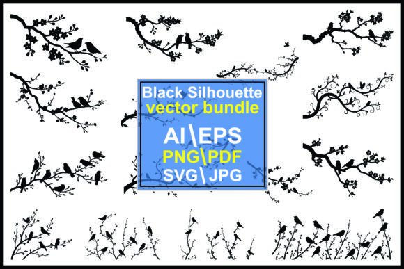 Elevating Visual Storytelling with Silhouette Birds on Branches Flower Designs