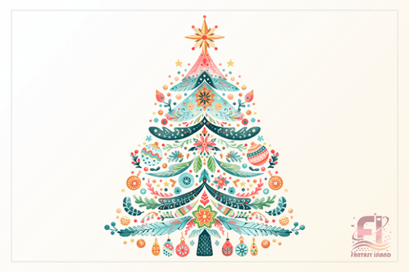 Evaluating Boho Christmas Tree Watercolor Clipart for Holiday Design Projects