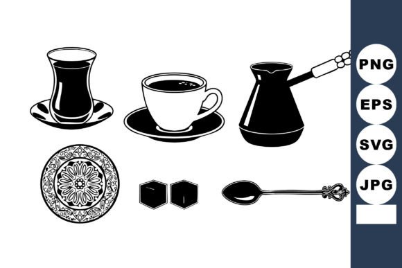 Evaluating Traditional Turkish Coffee with Cezve C Vector Assets