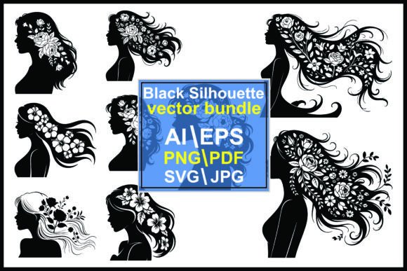Flower in Her Hair Girl Silhouette: Elevating Design with Timeless Elegance