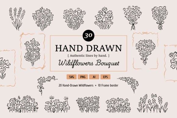 Hand Drawn Wildflower Bouquet Collection