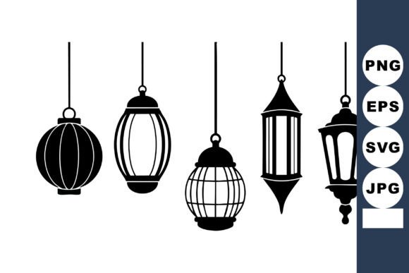 Hanging Black & White Vintage Lanterns