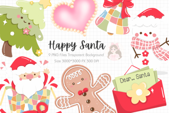 Happy Santa Christmas Clipart Set for Cozy Designs