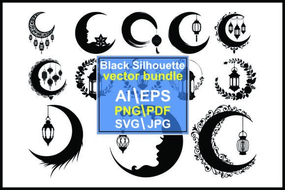 Moon and Lantern Crescent Silhouette: A Practical Asset for Night-Themed Design