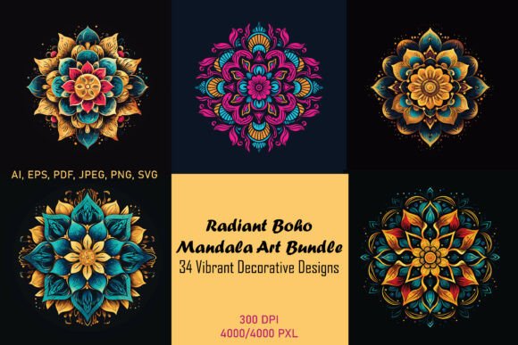 Radiant Boho Mandala Art Bundle for Creators
