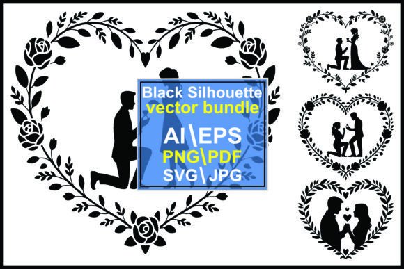Silhouette of Proposal Within Floral Art
