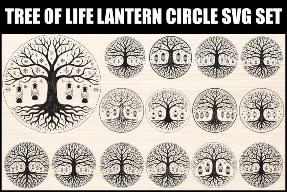 Tree of Life Lantern Circle SVG Set: Elevate Your Spiritual Crafts with Precision Designs