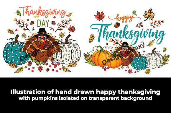 Two Hand Drawn Thanksgiving Day Illustrations