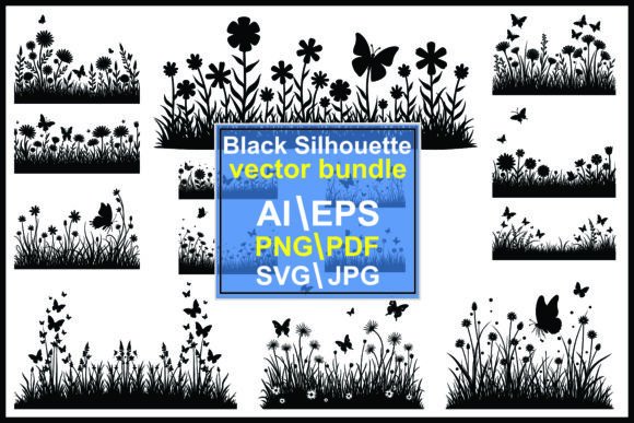 Unlocking Creative Potential with Butterfly Floral Grass Silhouette Assets