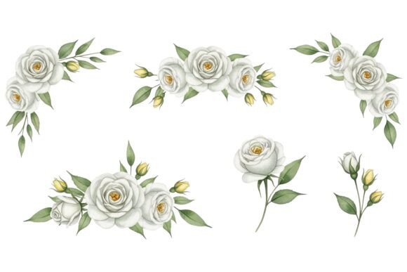 White Rose Watercolor Collection