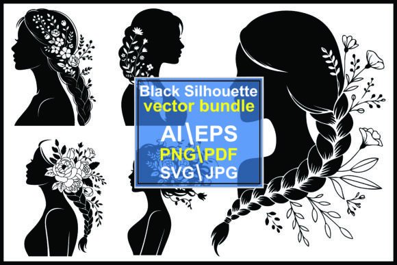 Woman with Flower in Hair Silhouette Guide